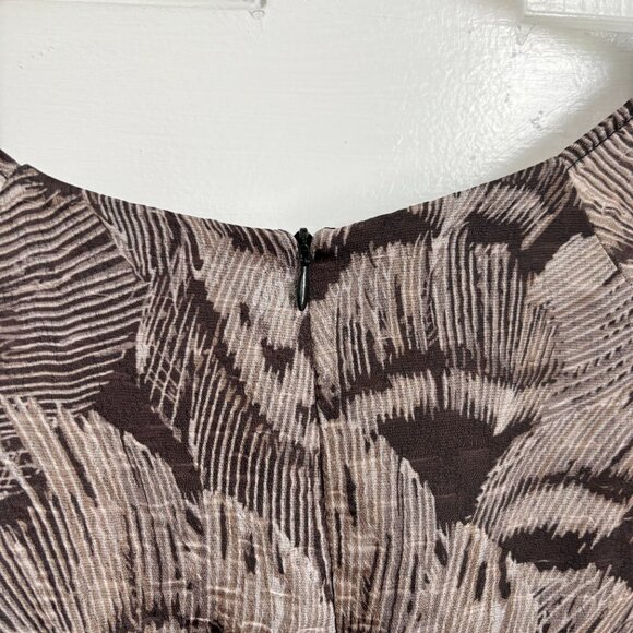 Christy Lynn Julie Dress Maxi Long Feather Jacquard Brown White Print Sleeve S 4 - Picture 10 of 10